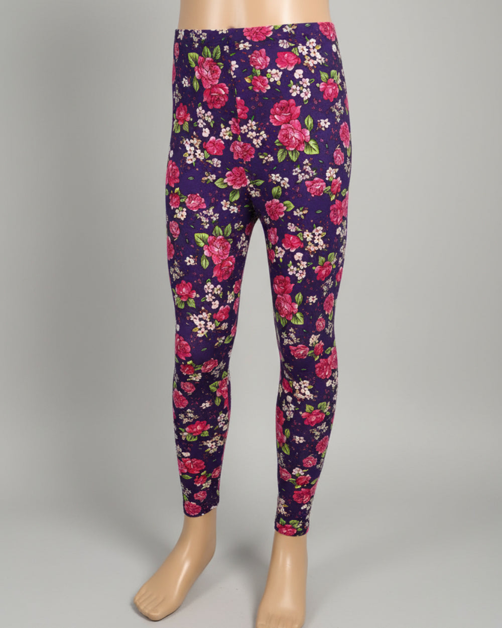 Purple floral full length leggings