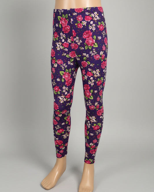 Purple floral full length leggings
