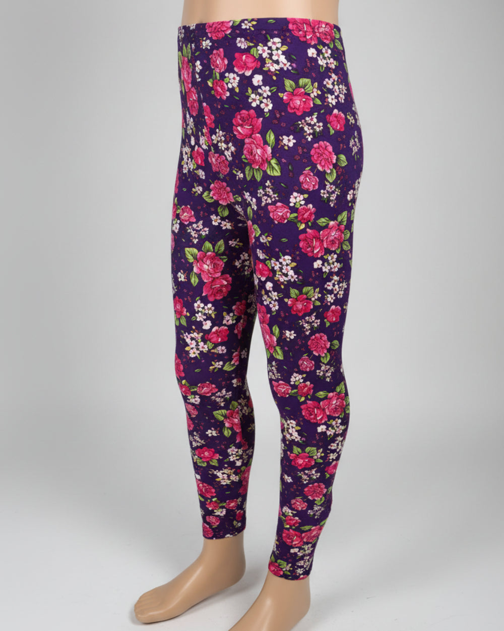 Purple floral full length leggings