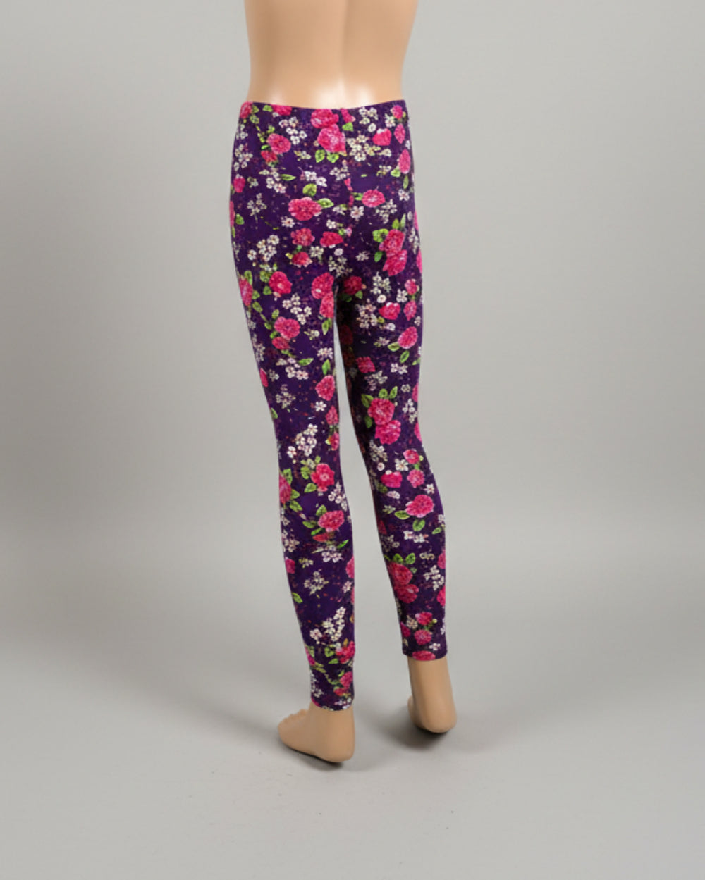 Purple floral full length leggings