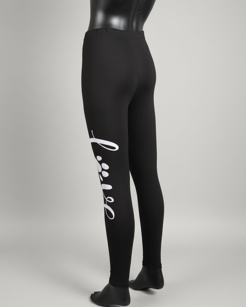 Black paw love design full length stretch leggings