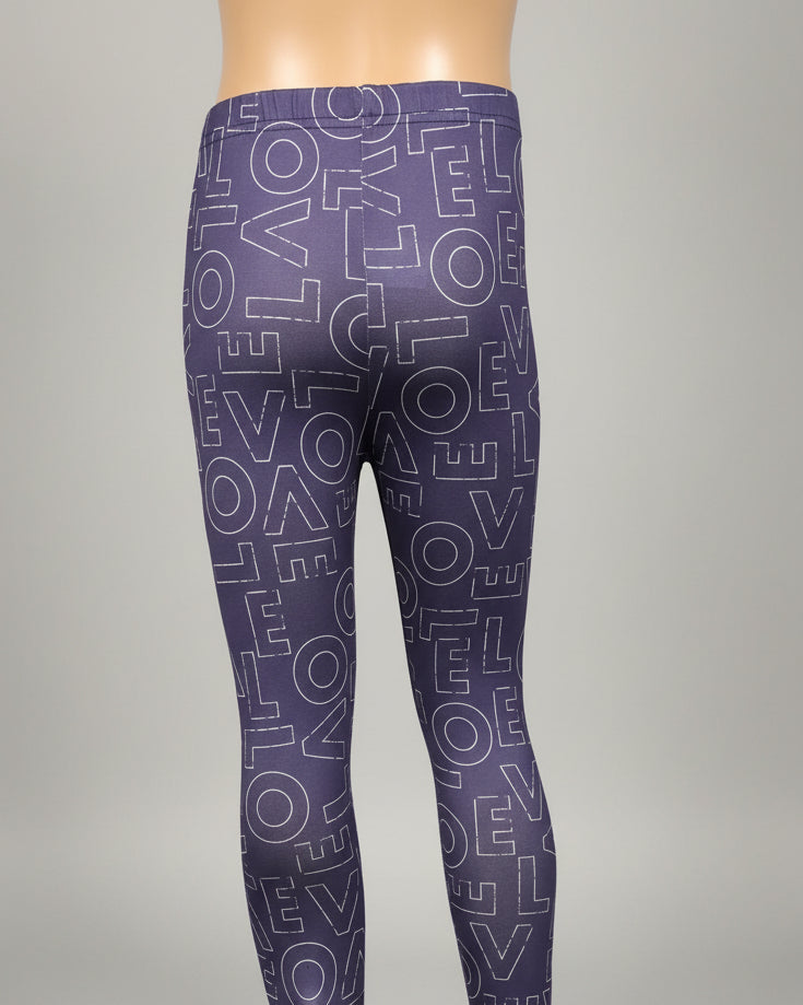 Purple love design full length leggings