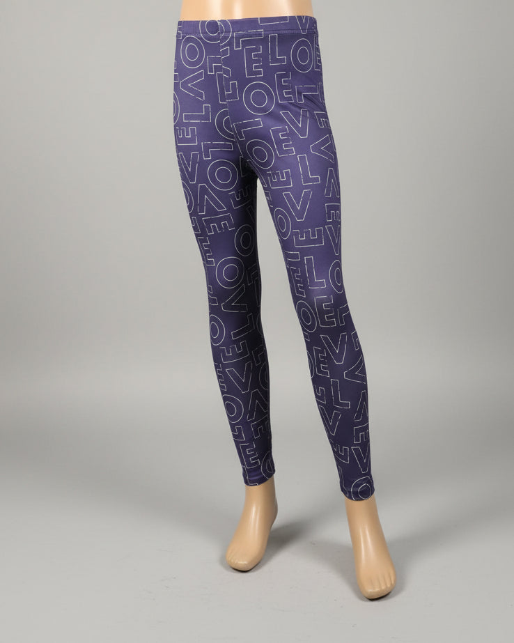 Purple love design full length leggings