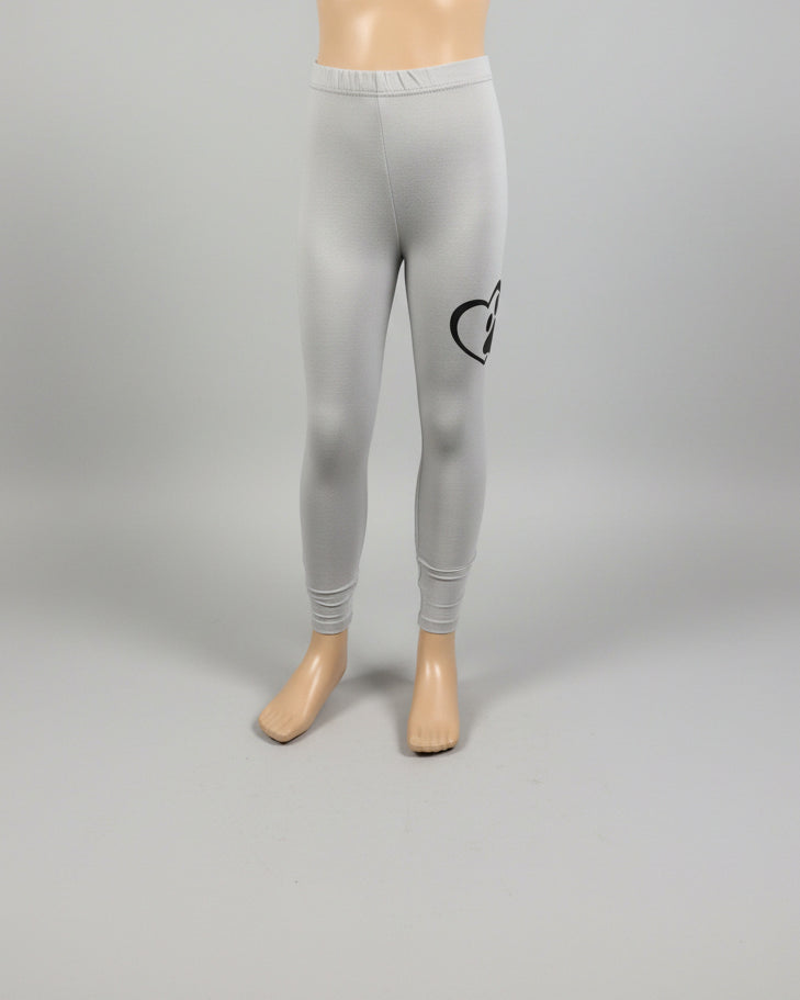Grey paws and hearts design full length stretch leggings