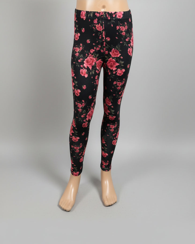 Full length rose garden design stretch leggings