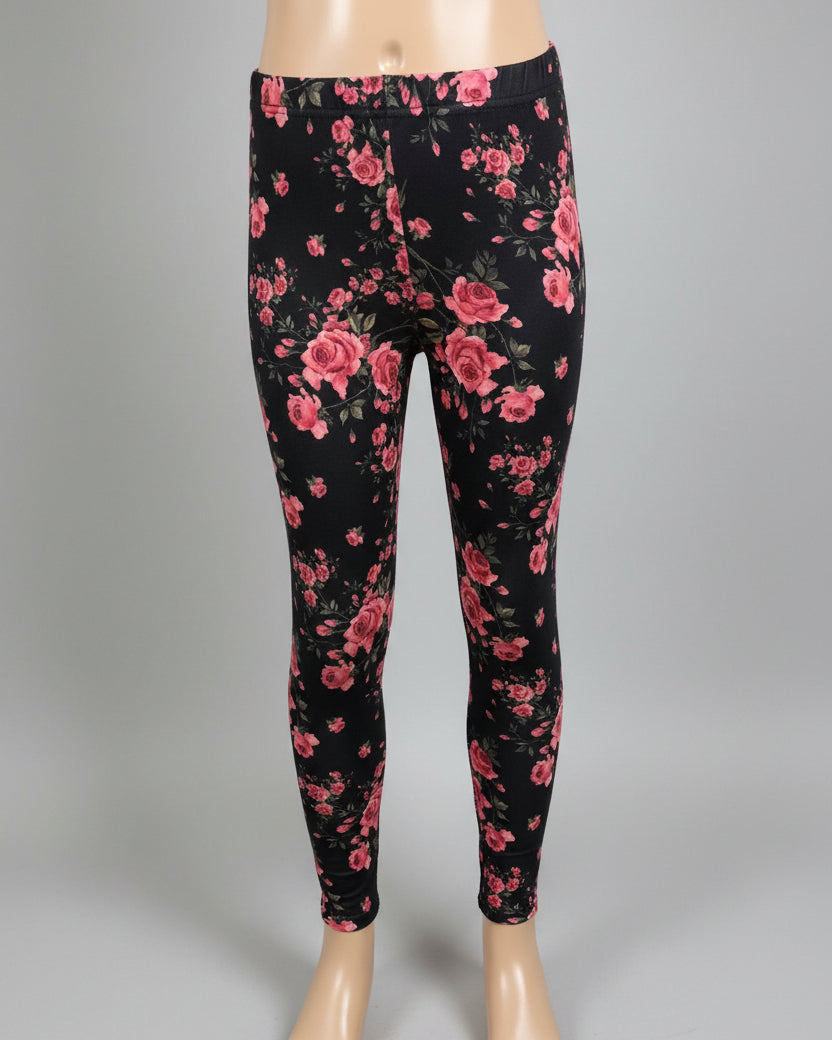 Full length rose garden design stretch leggings