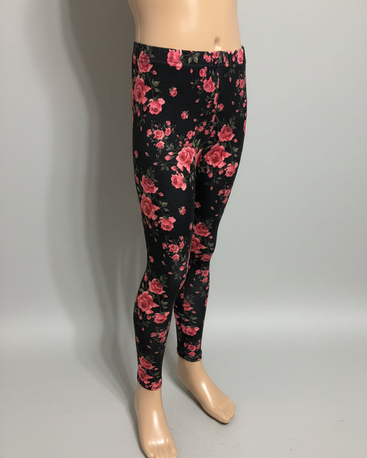 Full length rose garden design stretch leggings
