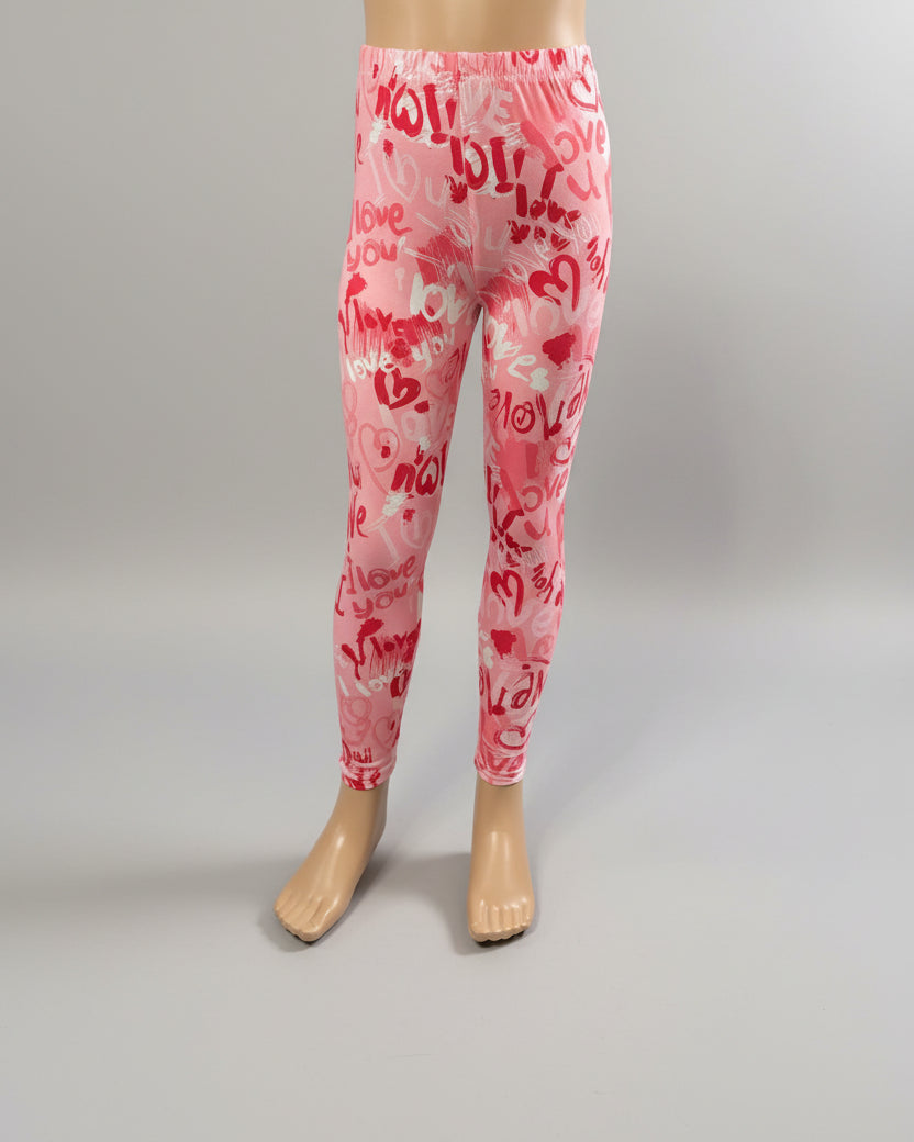 Girls 'I Love You' design full length leggings