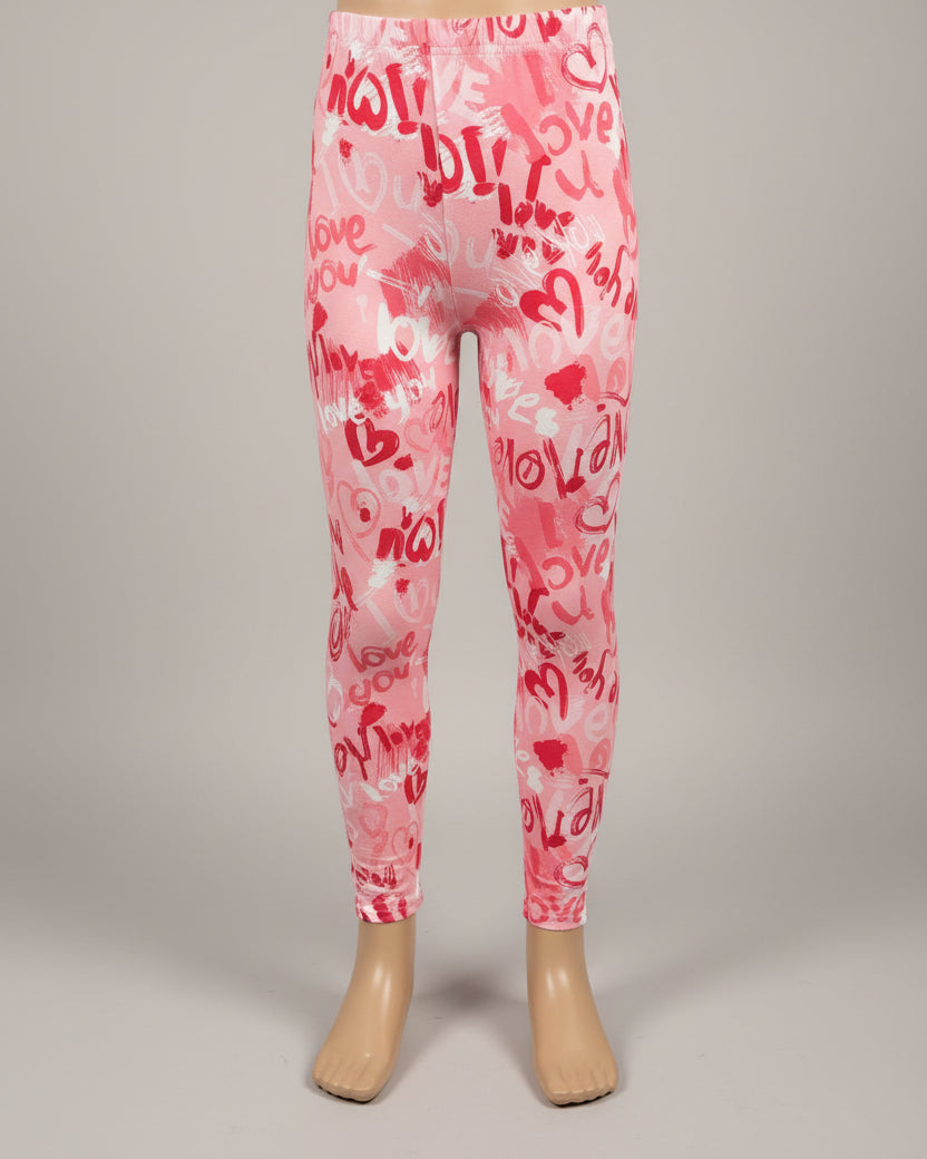 Girls 'I Love You' design full length leggings