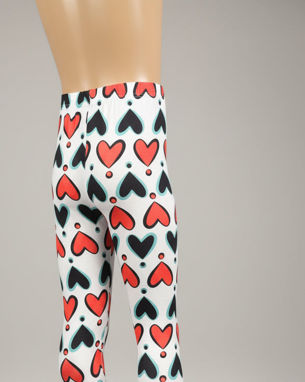 Red & Black hearts design full length stretch leggings