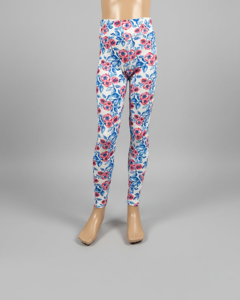 White floral leggings