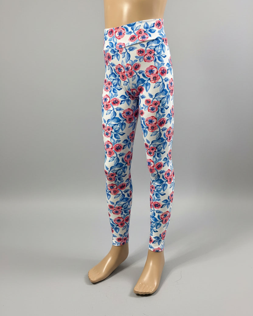 White floral leggings
