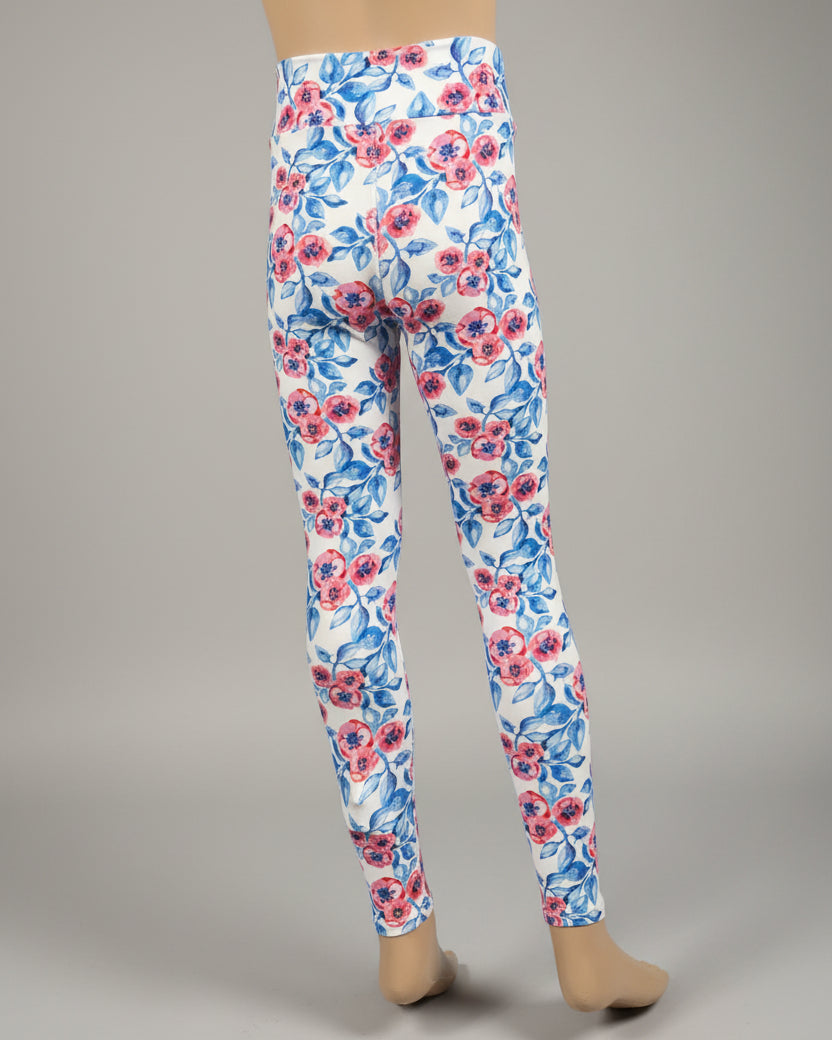 White floral leggings