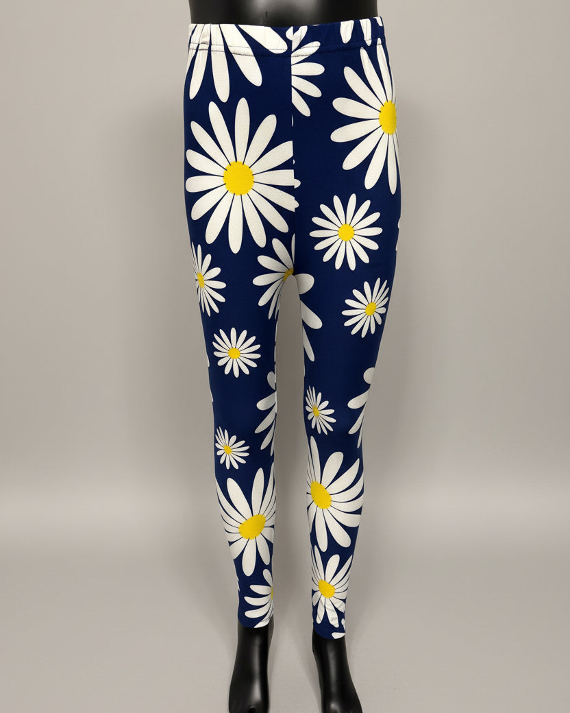 Girls blue daisy leggings