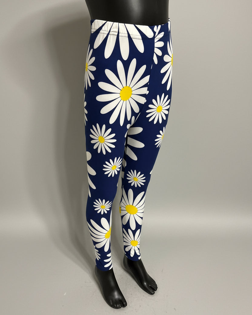 Girls blue daisy leggings