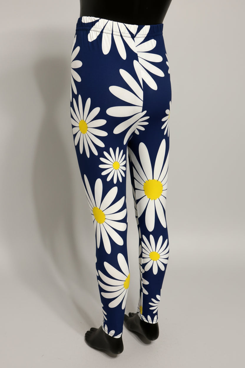 Girls blue daisy leggings