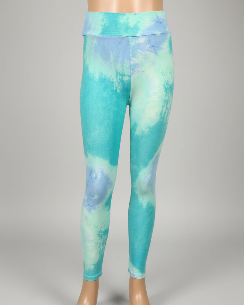 Turquoise tie-dye design soft, stretch leggings