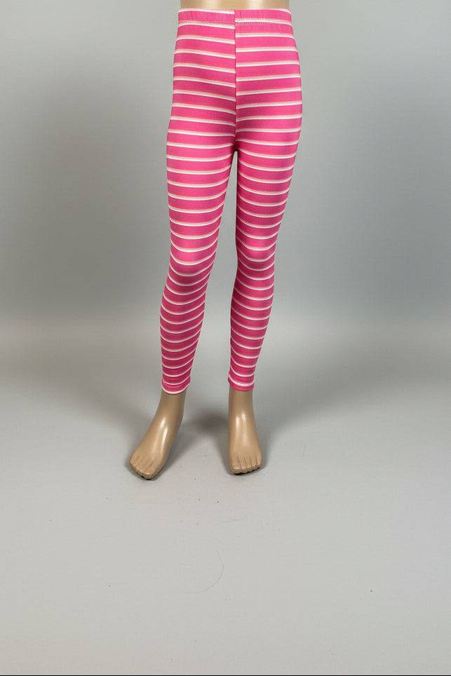 Pink stripe design full length leggings