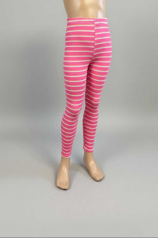 Pink stripe design full length leggings