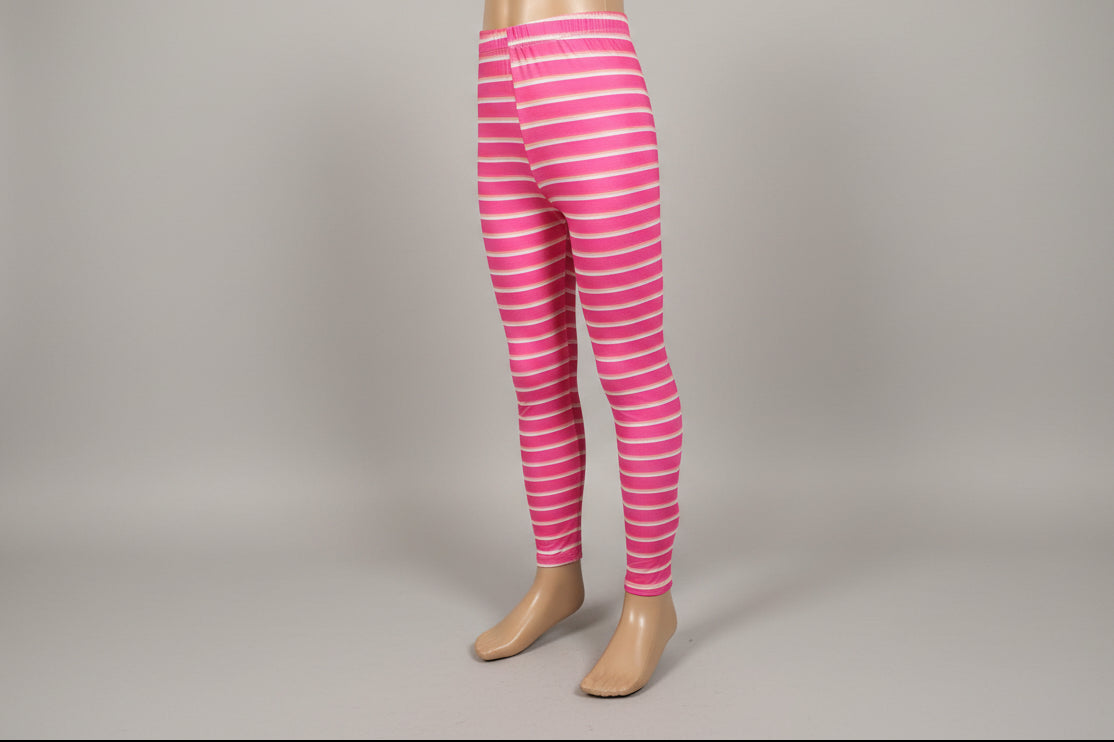 Pink stripe design full length leggings