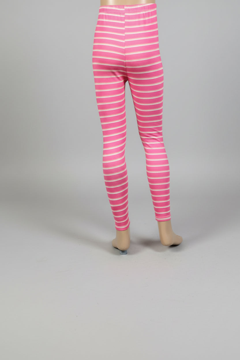 Pink stripe design full length leggings