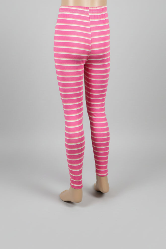 Pink stripe design full length leggings