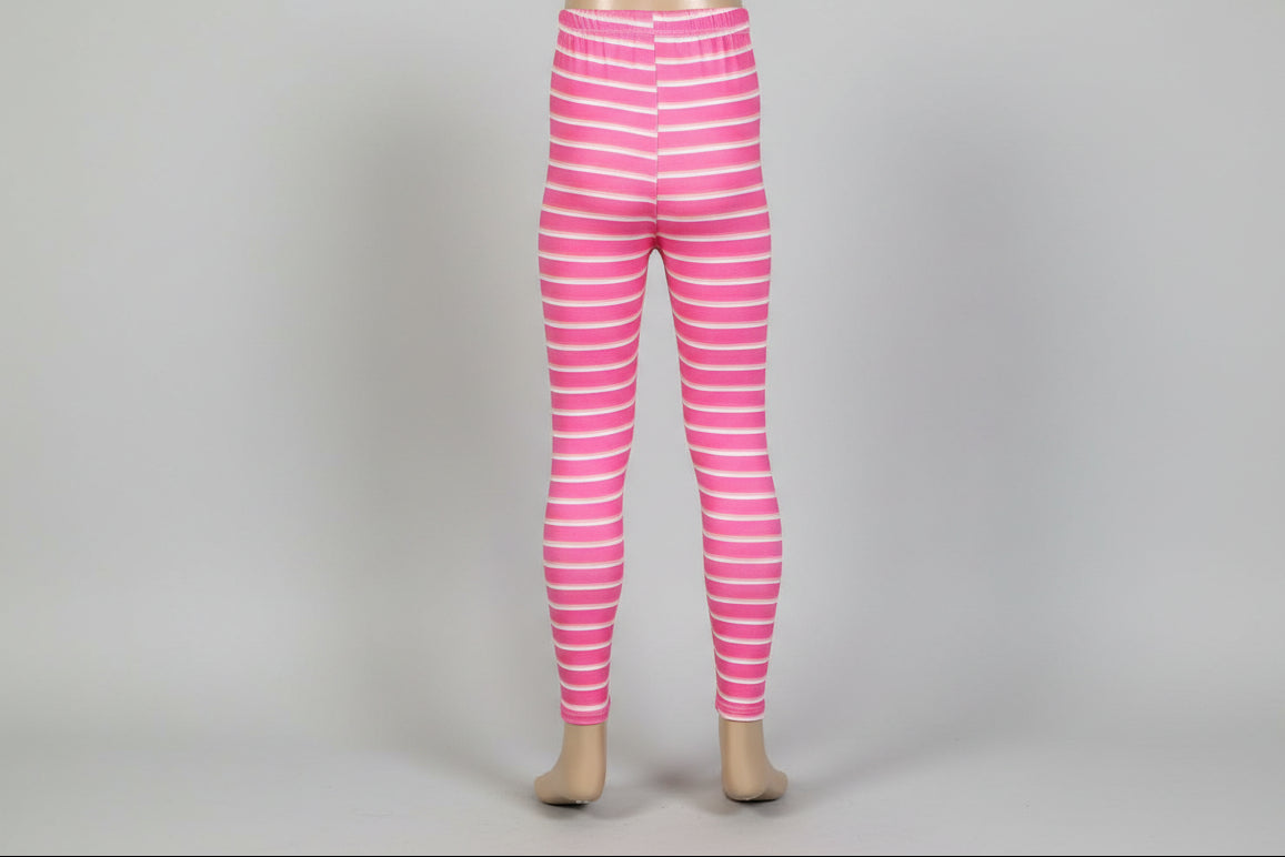 Pink stripe design full length leggings
