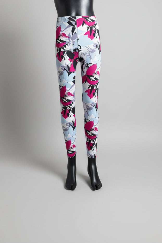 Tropical design full length stretch leggings