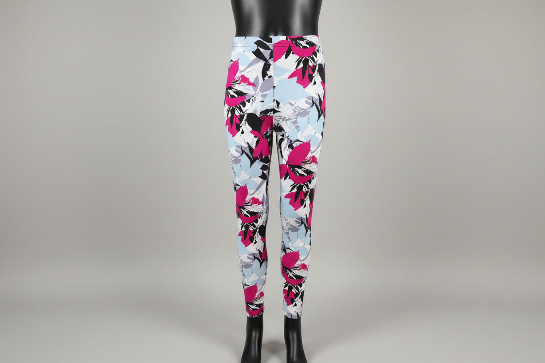 Tropical design full length stretch leggings
