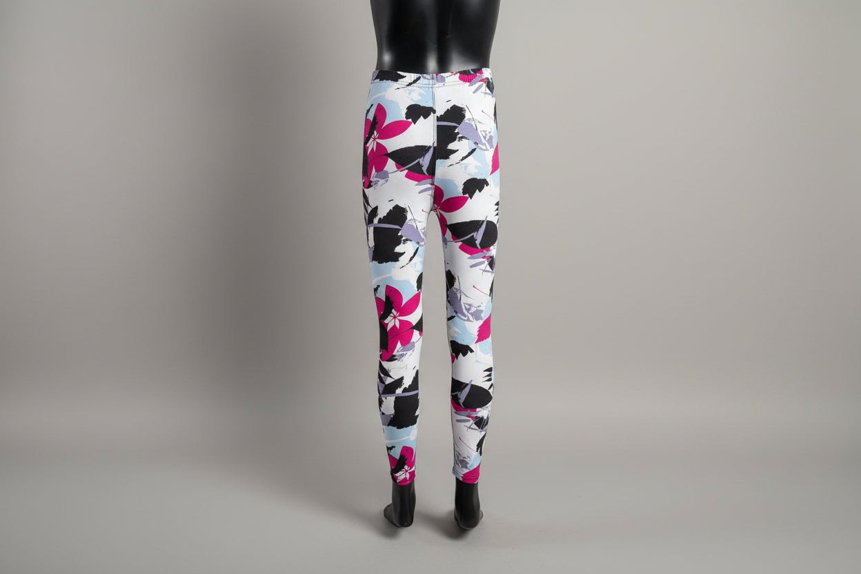 Tropical design full length stretch leggings