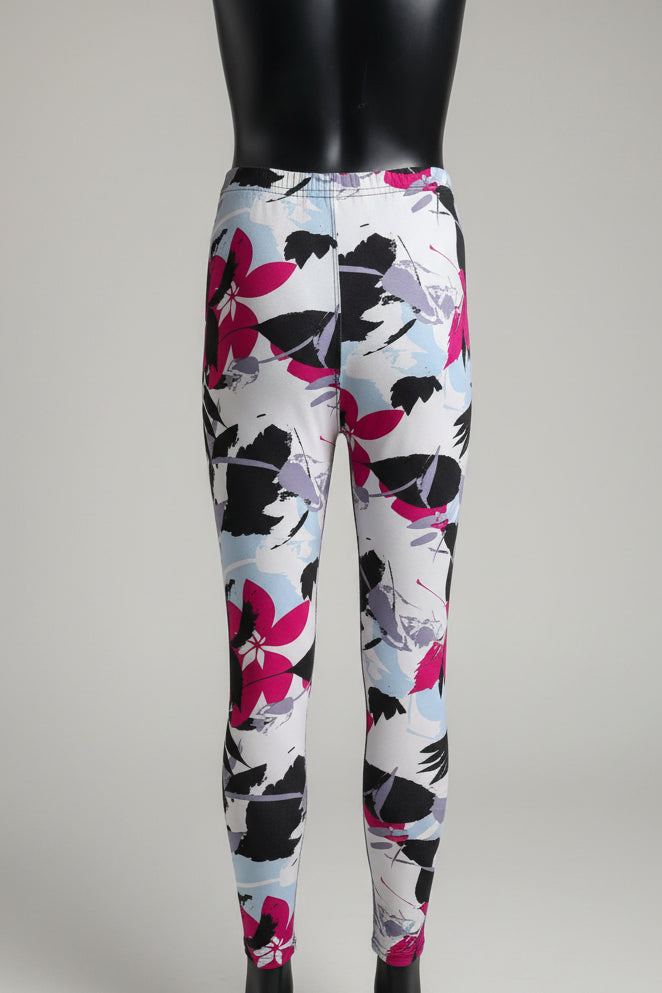 Tropical design full length stretch leggings