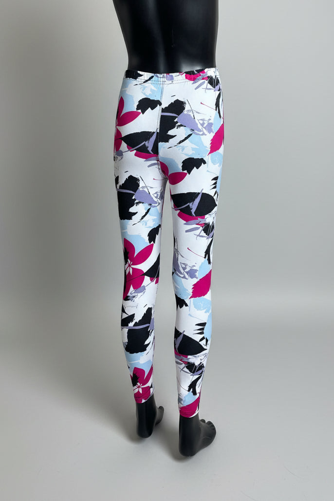 Tropical design full length stretch leggings