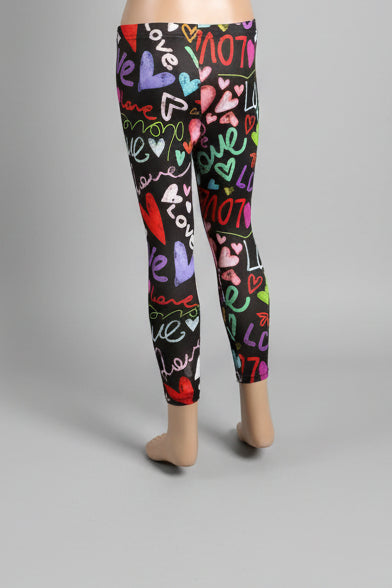 Graffiti hearts design leggings
