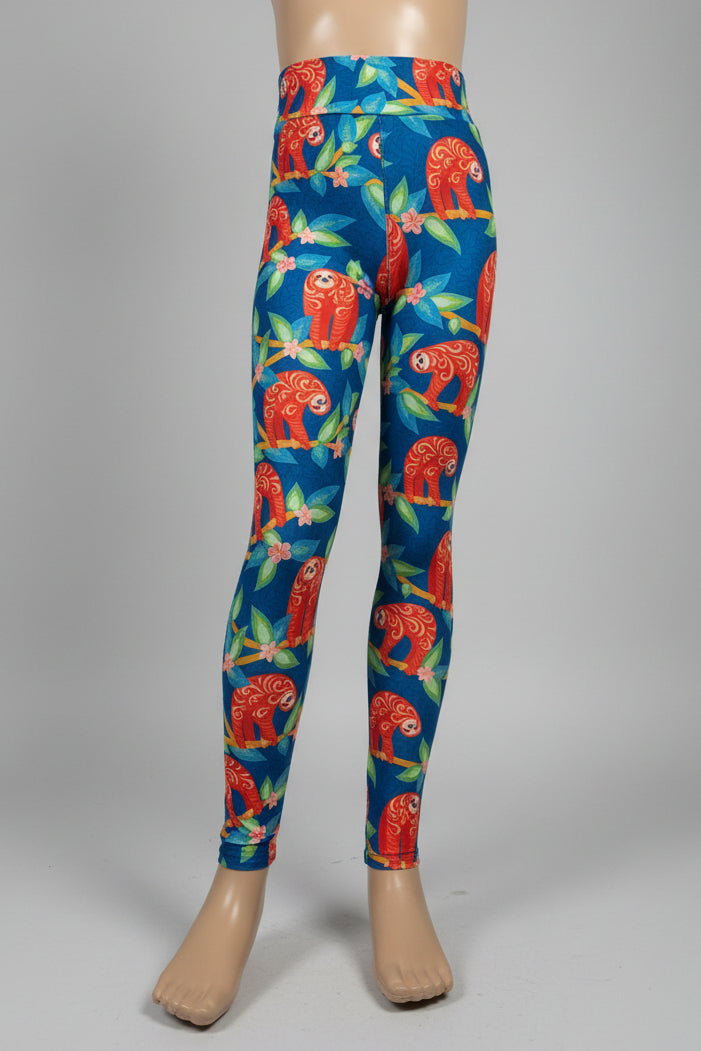 Happy Sloth design full length leggings
