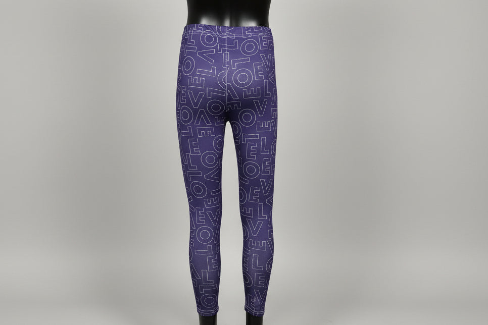 Purple love design full length leggings