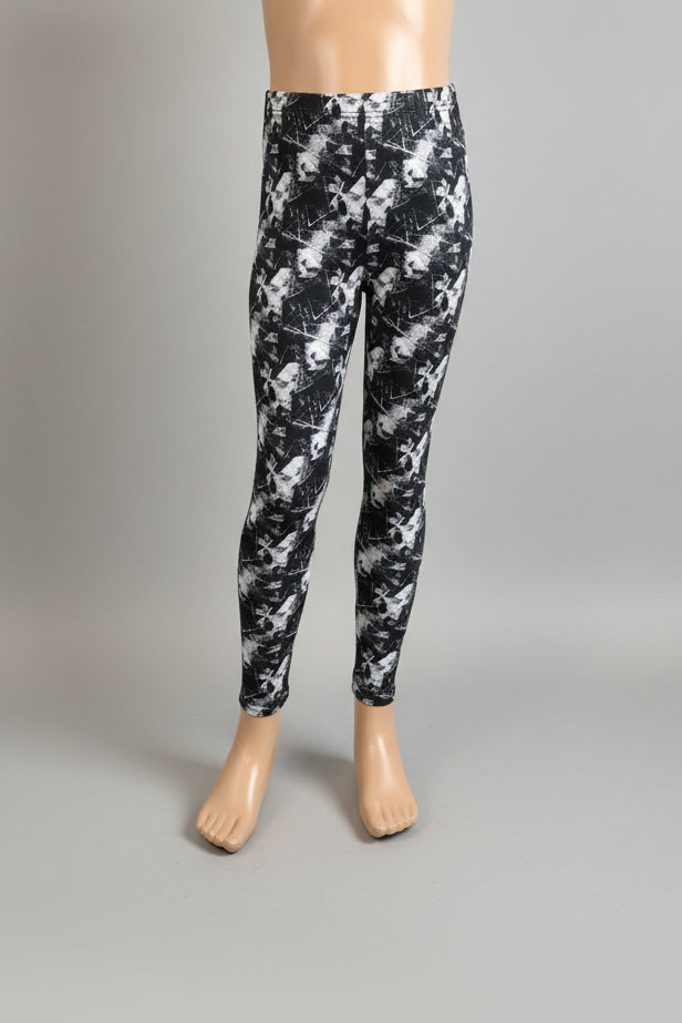 Monochrome diamond design full length stretch leggings