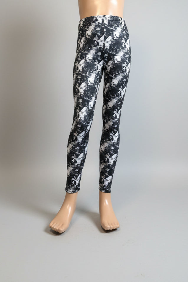 Monochrome diamond design full length stretch leggings