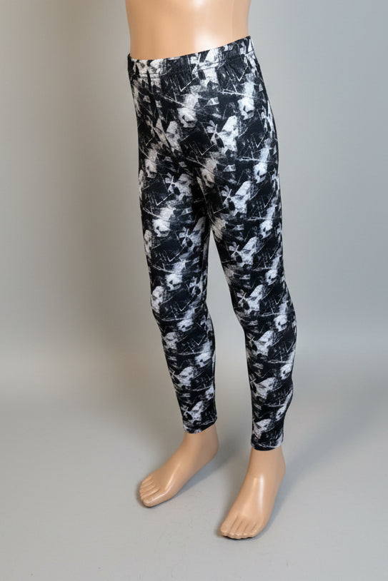 Monochrome diamond design full length stretch leggings