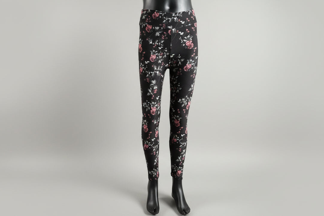 Soft, black floral leggings