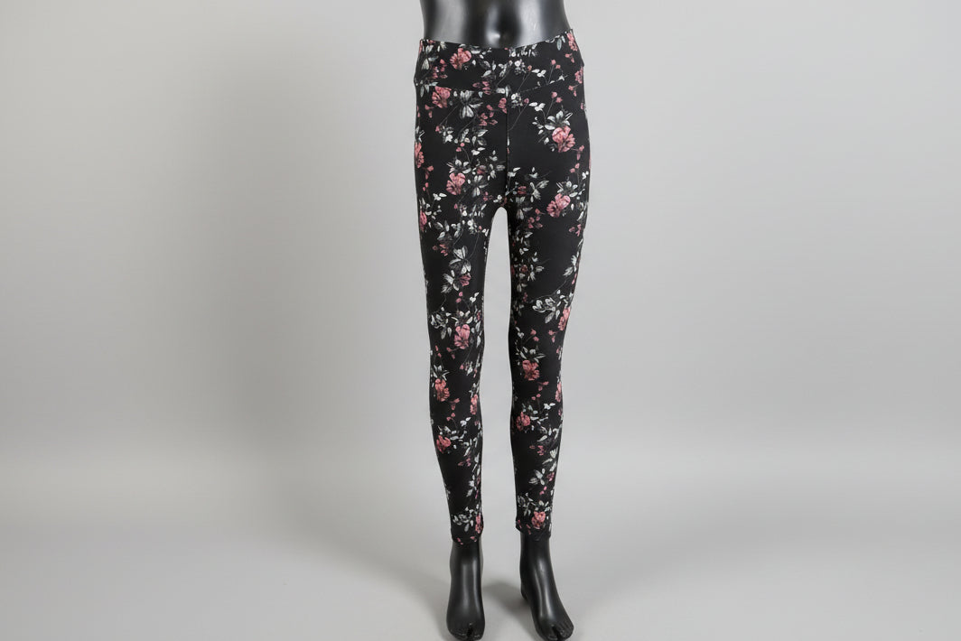 Soft, black floral leggings