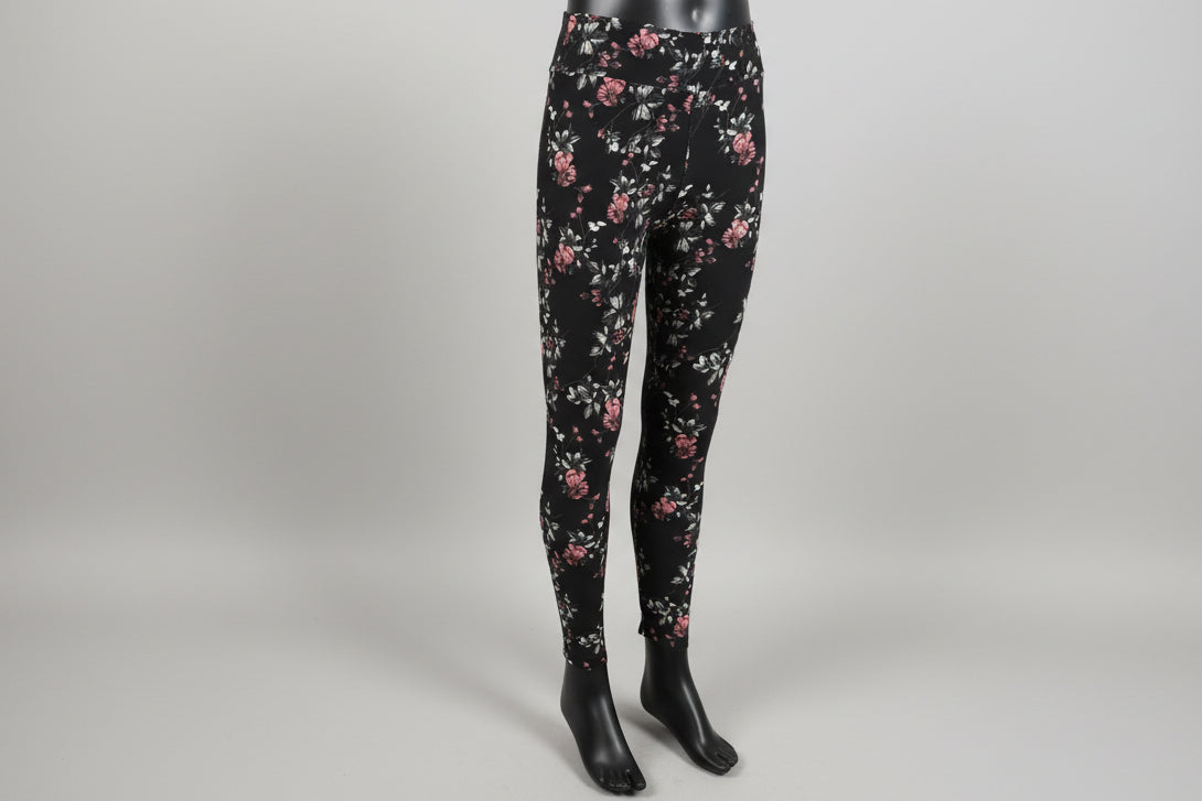 Soft, black floral leggings