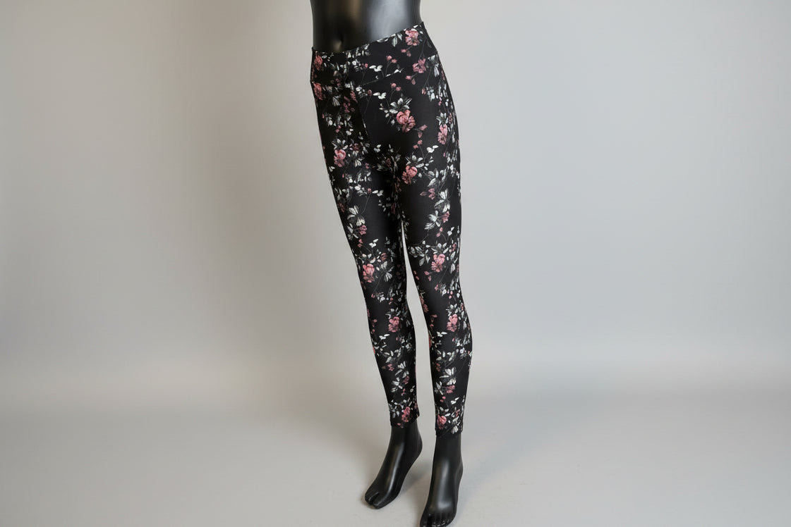 Soft, black floral leggings