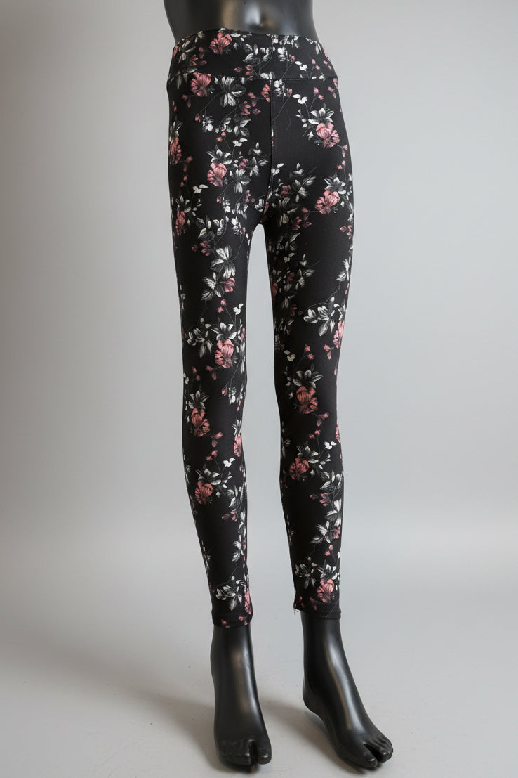 Soft, black floral leggings