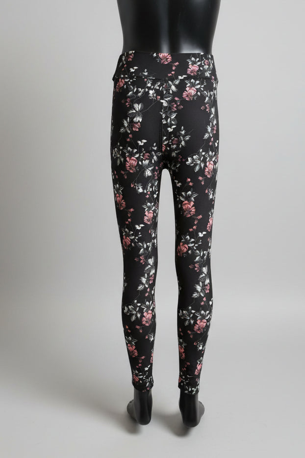 Soft, black floral leggings