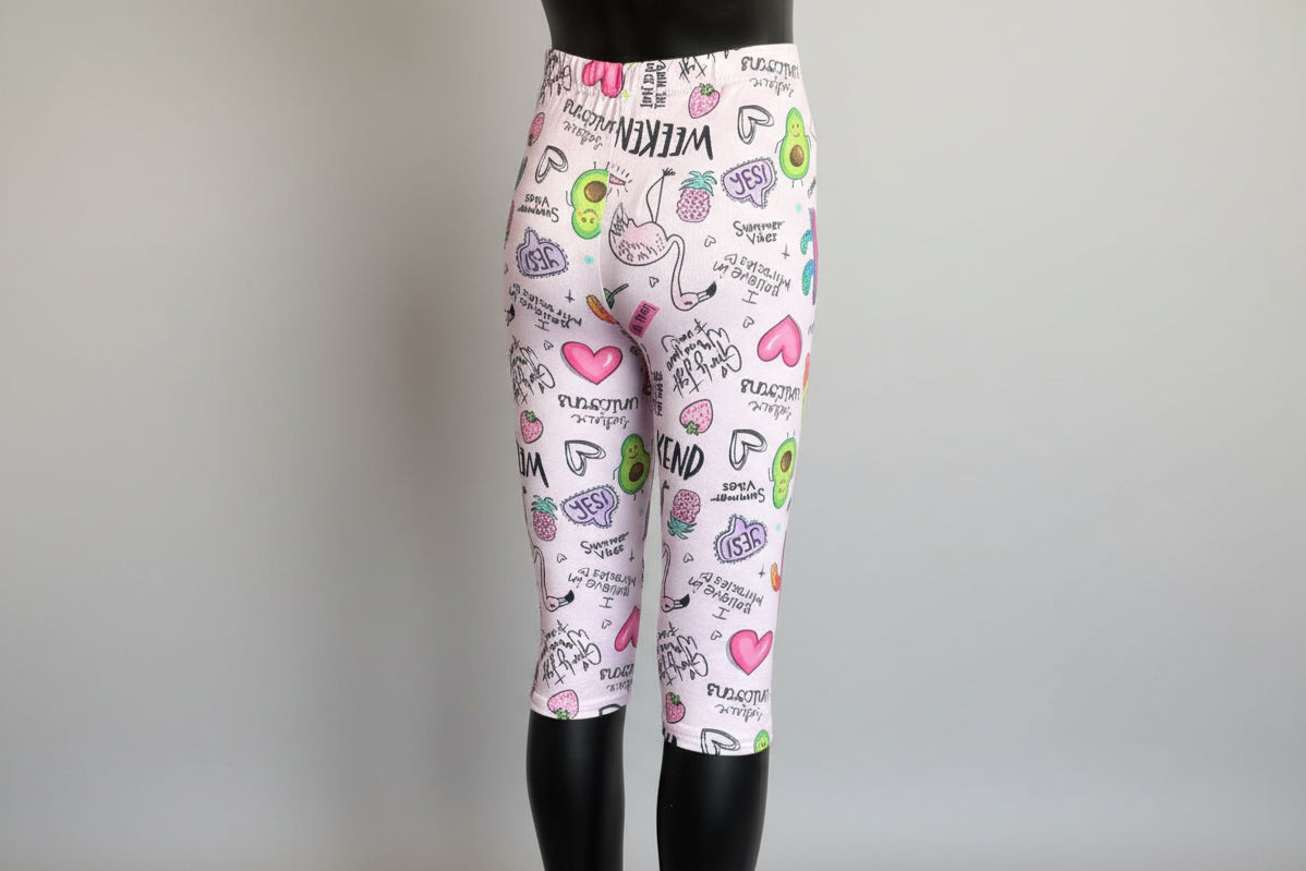 Patterned Capri leggings, choice of size & design!