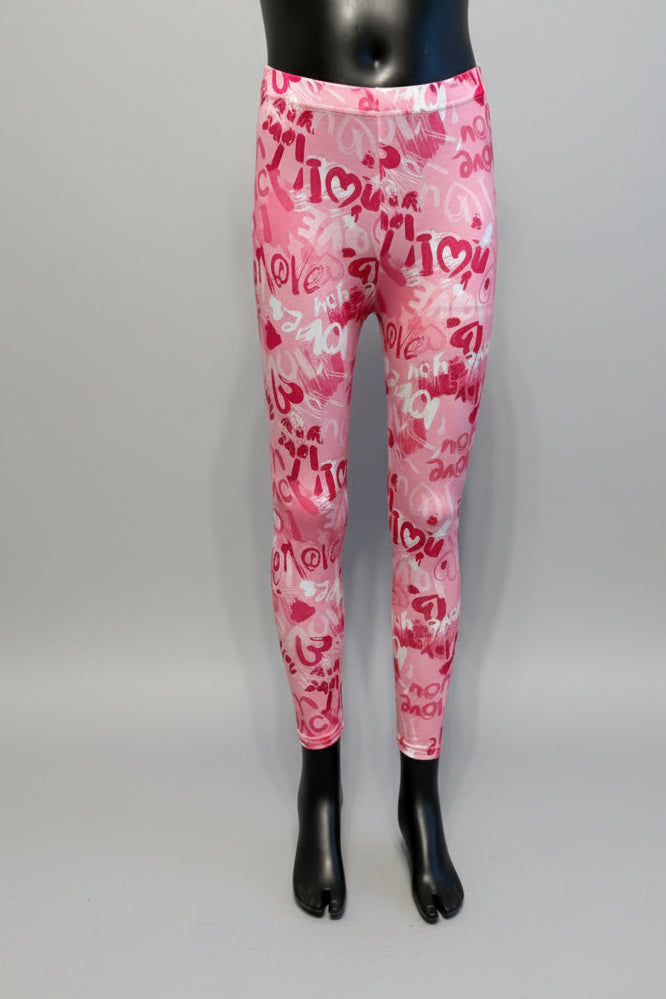 Girls 'I Love You' design full length leggings