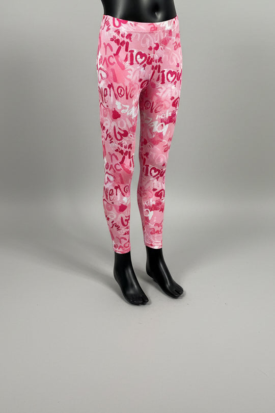 Girls 'I Love You' design full length leggings