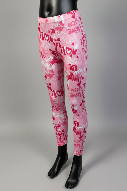 Girls 'I Love You' design full length leggings