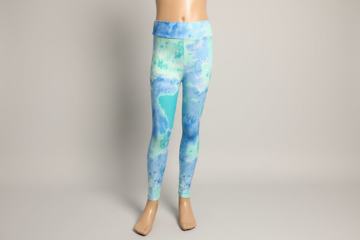 Turquoise tie-dye design soft, stretch leggings