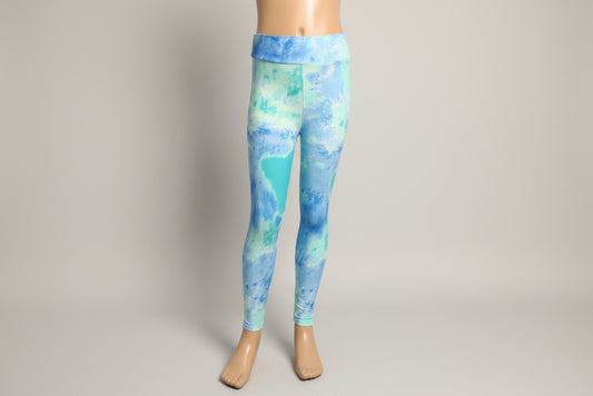 Turquoise tie-dye design soft, stretch leggings